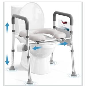 Toilet Seat Riser for Seniors, FSA HSA Eligible Raised Toilet Seat with Handles,